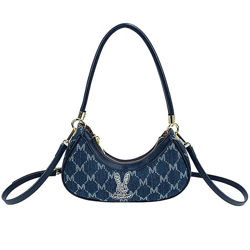 Y2K Style Monogram Pattern Denim Bag