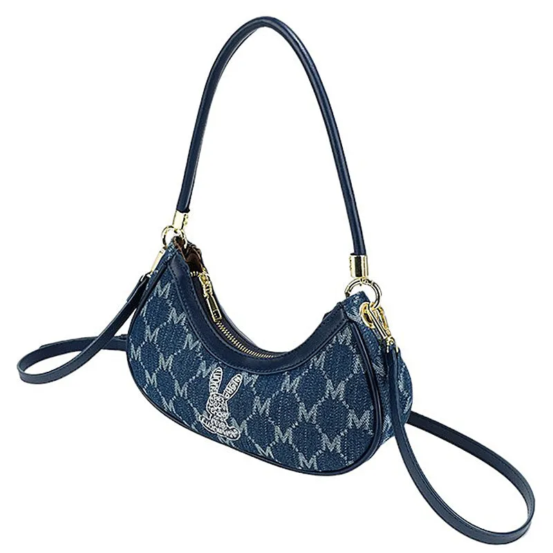 Y2K Style Monogram Pattern Denim Bag